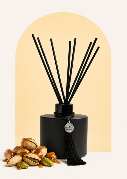 Australian Made Harlequin Candles Tropical Tush Reed Diffuser, Bum Bum Cream Scent, Caramel, Pistachio, Coconut Fragrance.